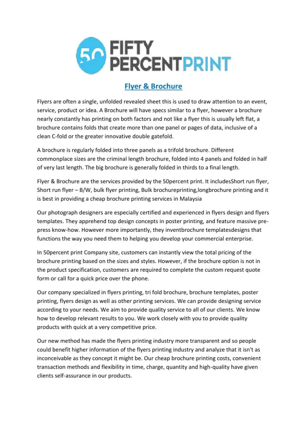 Flyer design | flyers printing Malaysia | 50percentprint