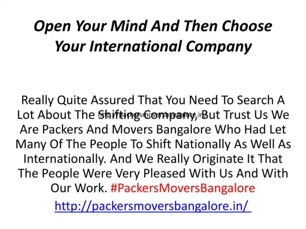Open Your Mind And Then Choose Your International Company