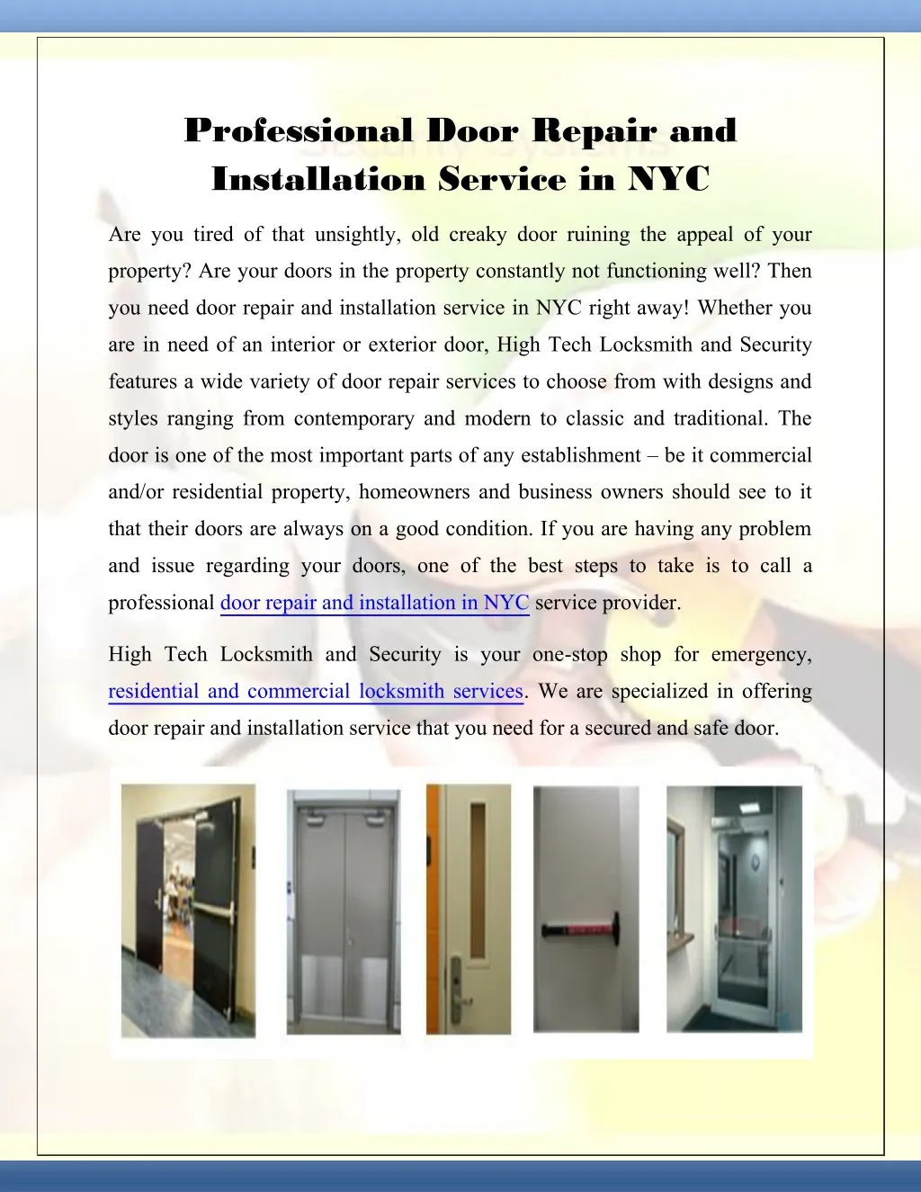 professional door repair and installation service