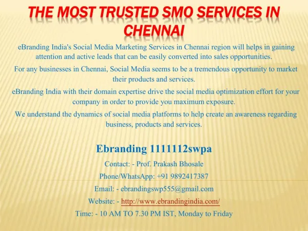4.The Most Trusted SMO Services in Chennai