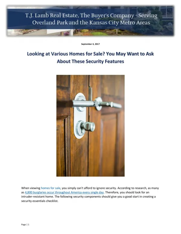 Looking at Various Homes for Sale? You May Want to Ask About These Security Features