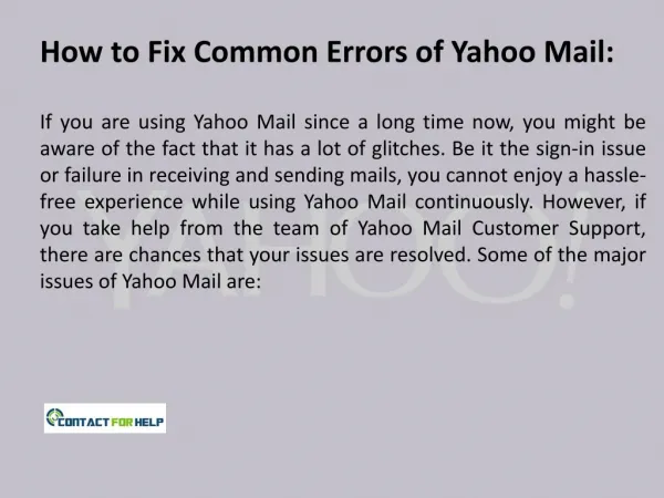 How to fix Common Errors of Yahoo Mail