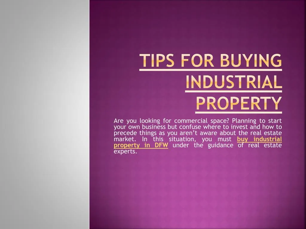 tips for buying industrial property