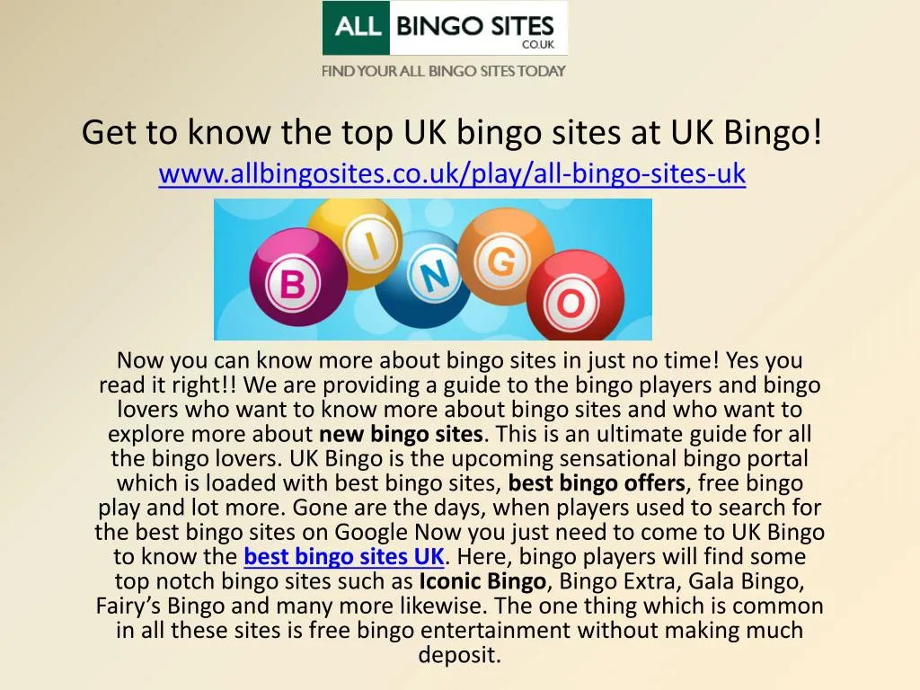 get to know the top uk bingo sites at uk bingo www allbingosites co uk play all bingo sites uk