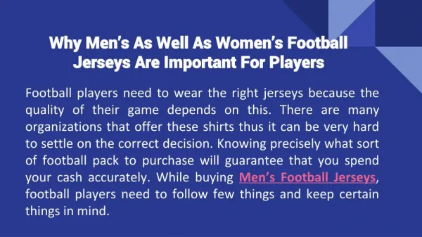 Why Men’s as well as women’s football jerseys are important for players