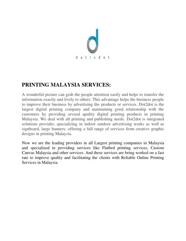 Printing Malaysia | Flatbed printing services | Dot2dot