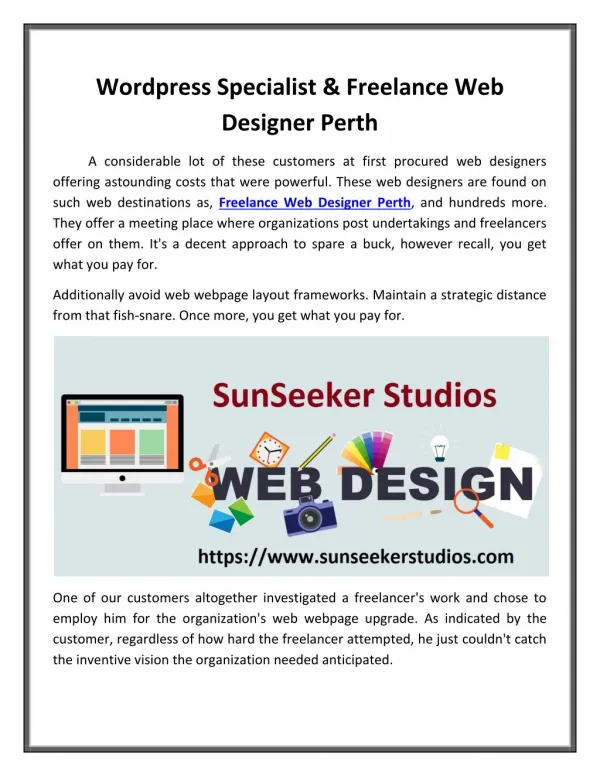 Wordpress Specialist & Freelance Web Designer Perth