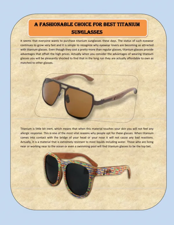 A Fashionable Choice for Best Titanium Sunglasses