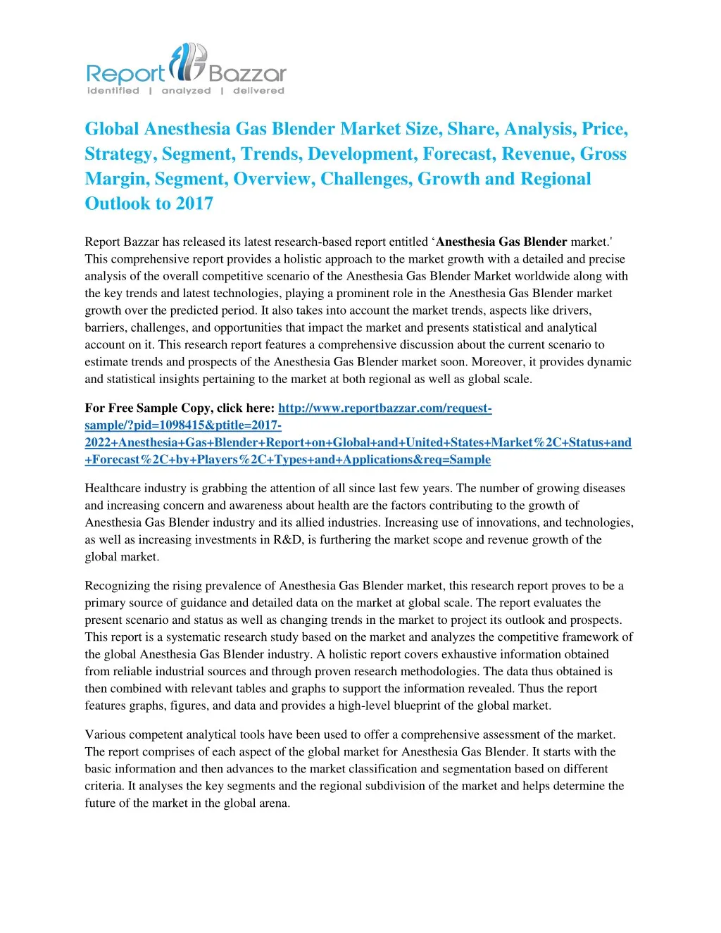 global anesthesia gas blender market size share
