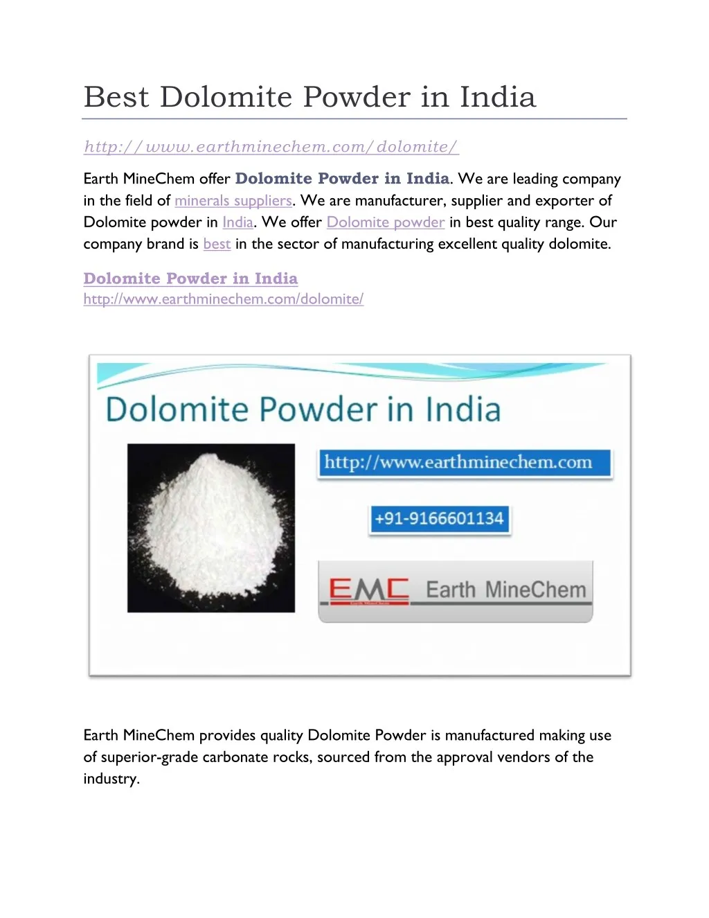 best dolomite powder in india