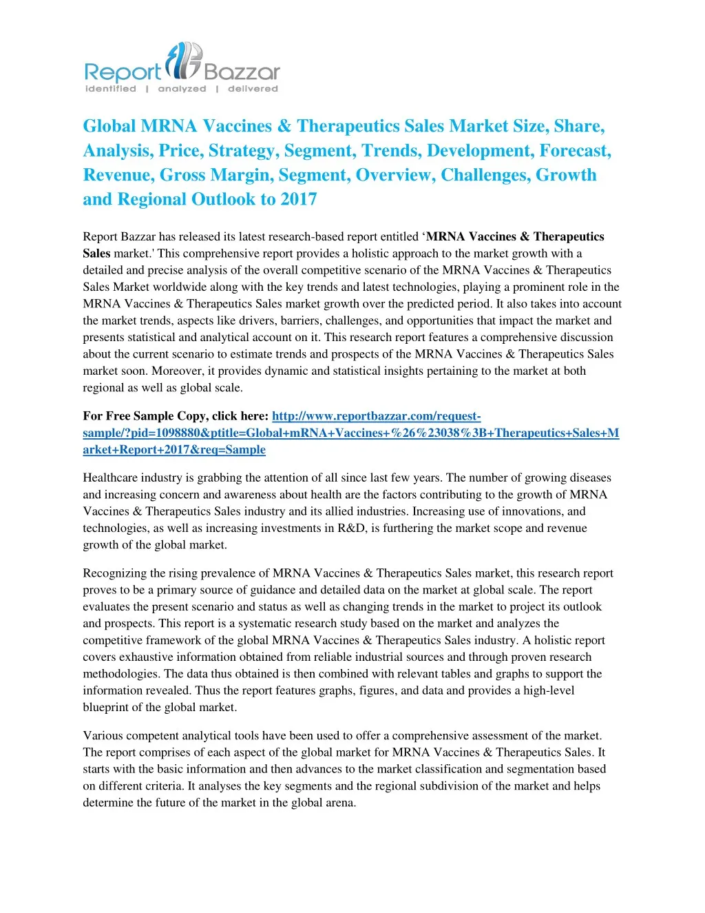 global mrna vaccines therapeutics sales market