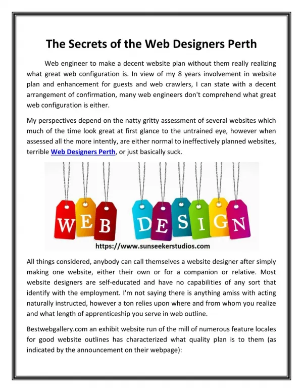 The Secrets of the Web Designers Perth