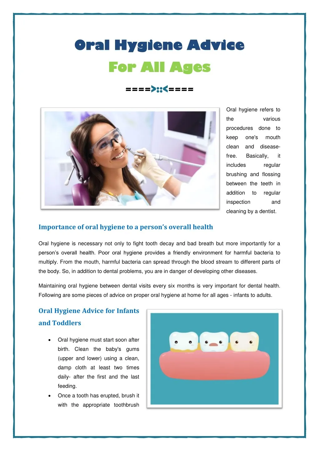 oral hygiene advice oral hygiene advice