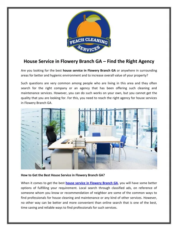 House Service in Flowery Branch GA – Find the Right Agency