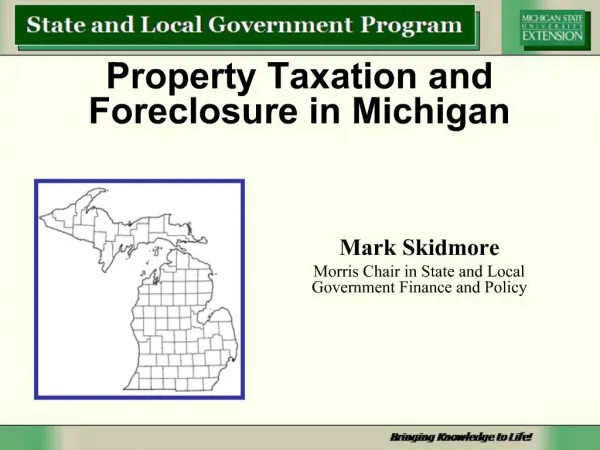 Property Taxation and Foreclosure in Michigan