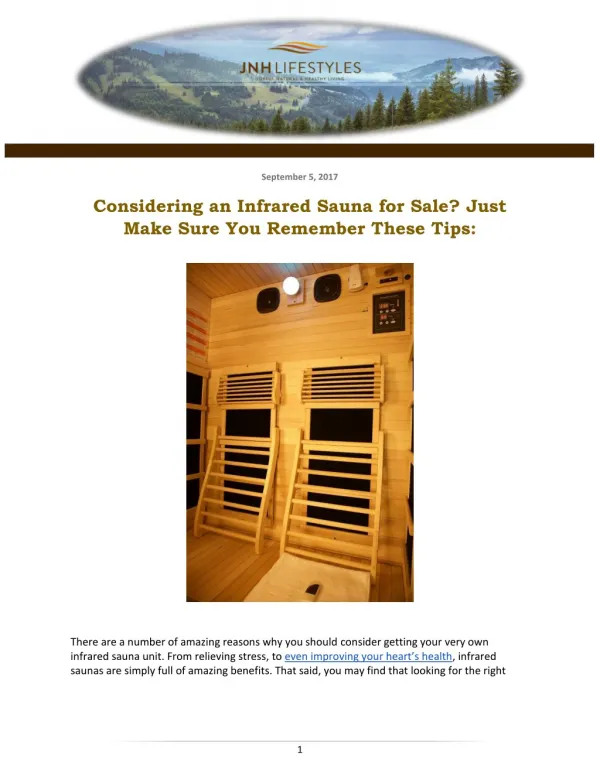 Considering an Infrared Sauna for Sale? Just Make Sure You Remember These Tips: