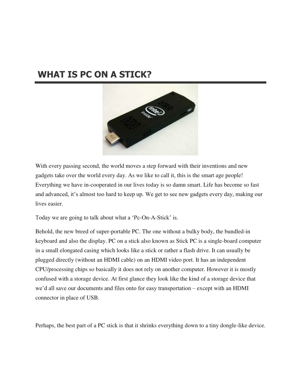 what is pc on a stick