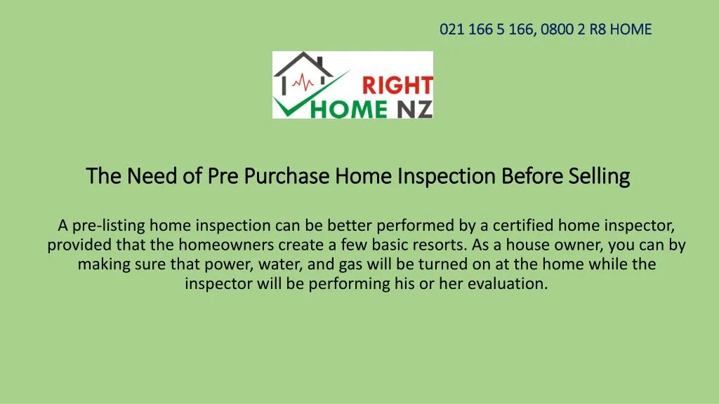 the need of pre purchase home inspection before selling