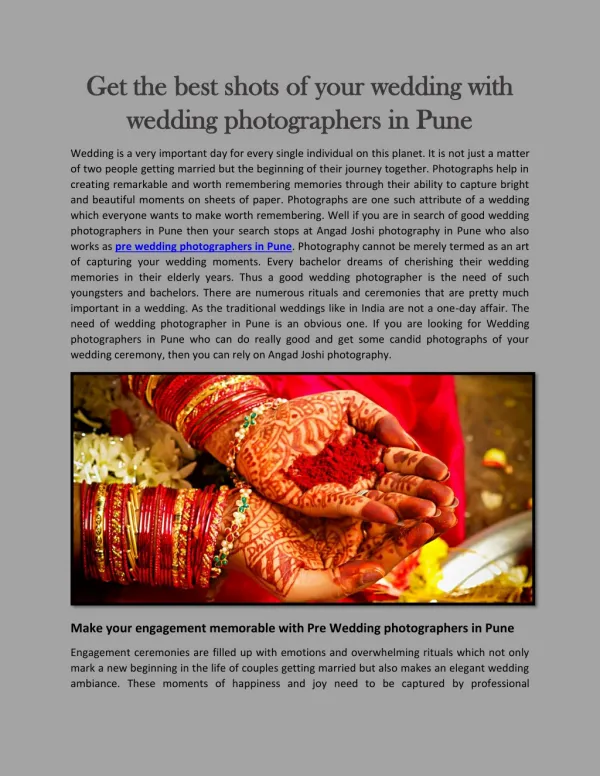 Best shots of your wedding with wedding photographers in Pune
