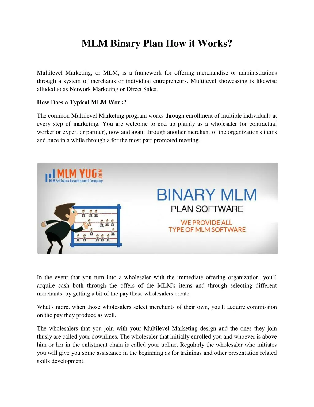 mlm binary plan how it works