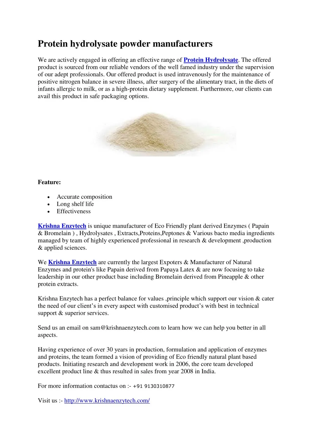 protein hydrolysate powder manufacturers