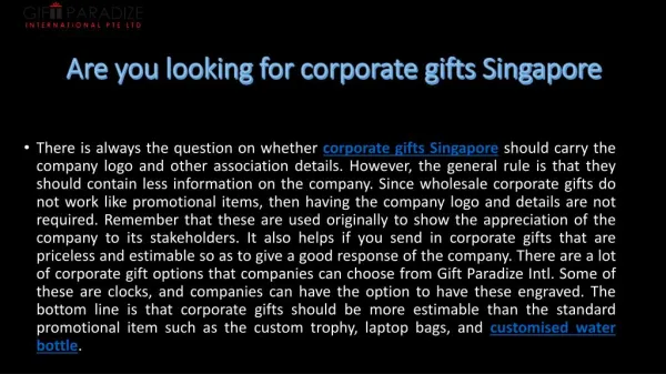 Are you Looking for Corporate Gifts Singapore