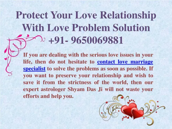 Protect Your Love Relationship With Love Problem Solution 9650069881