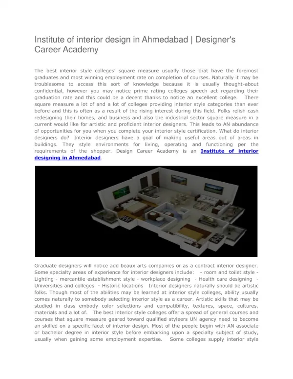 Institute of interior design in Ahmedabad | Designer's Career Academy