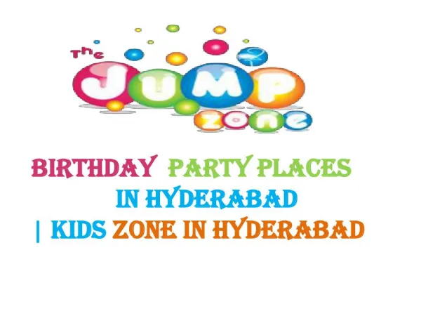 Birthday Party Places In Hyderabad | Kids Zone In Hyderabad