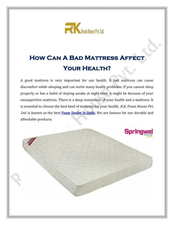 How Can A Bad Mattress Affect Your Health?
