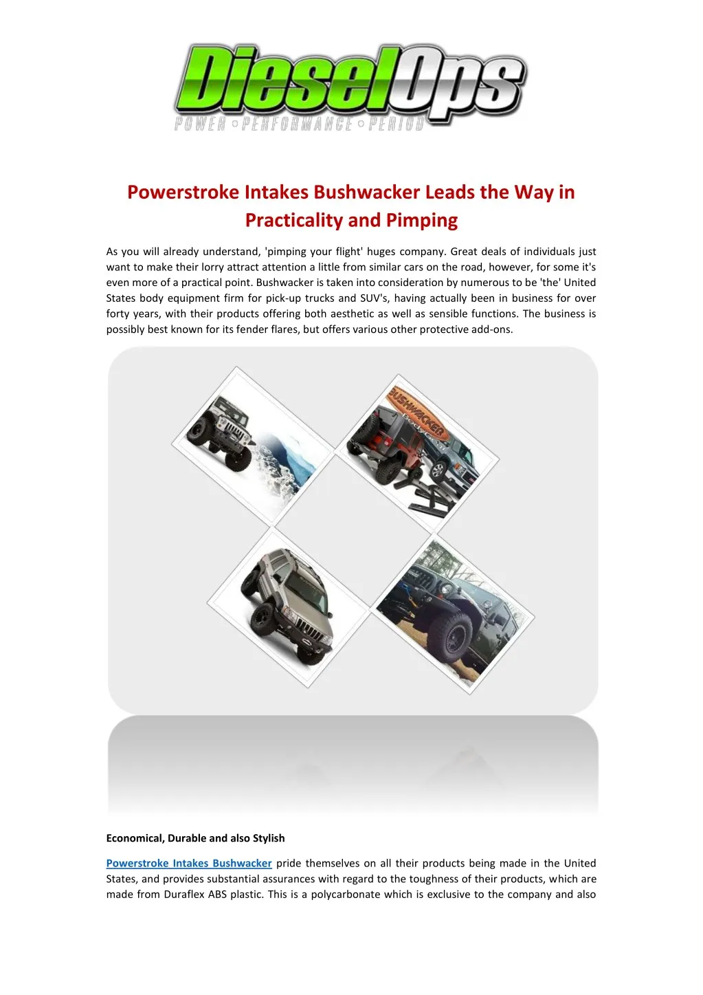 powerstroke intakes bushwacker leads