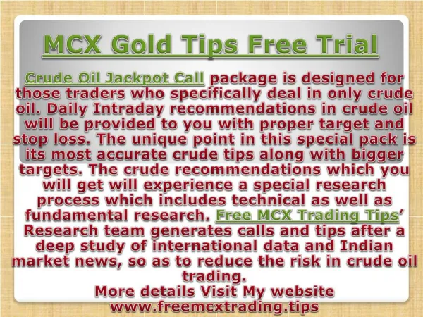 Crude Oil Jackpot Call package With Affordable Price