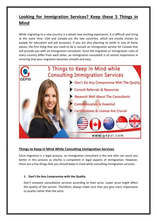 Looking for Immigration Services? Keep these 5 Things in Mind