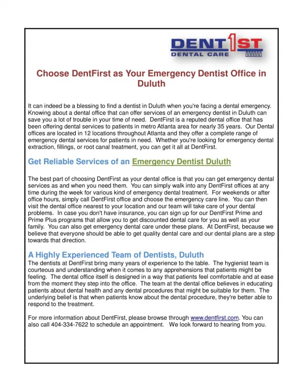 Choose DentFirst as Your Emergency Dentist Office in Duluth