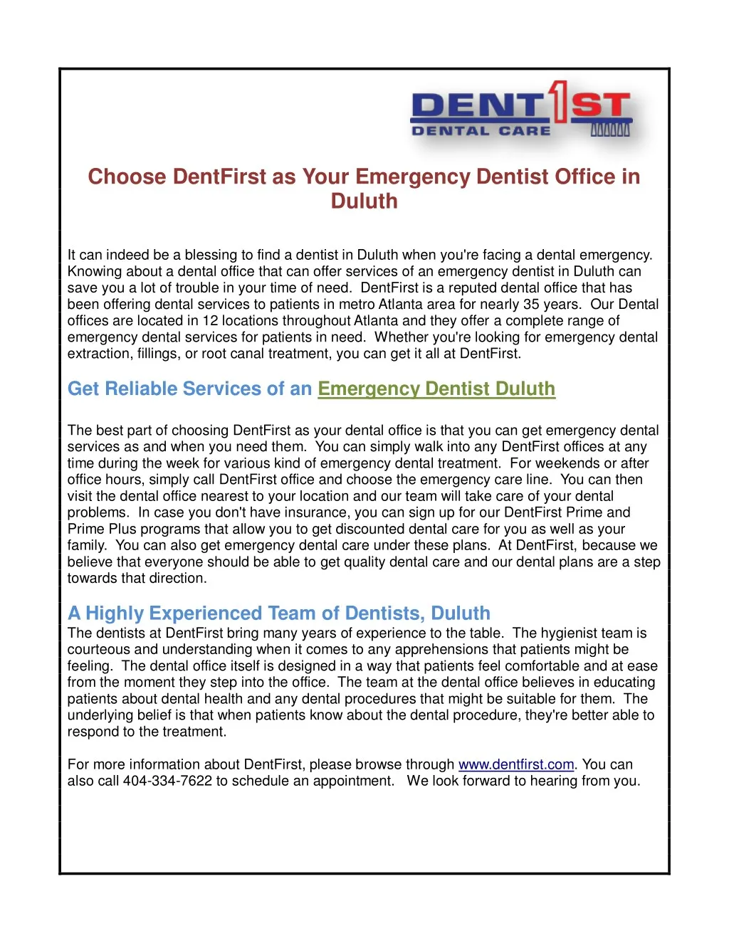 choose dentfirst as your emergency dentist office