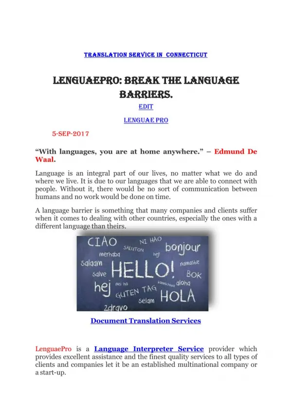 LenguaePro: Break the Language Barriers.