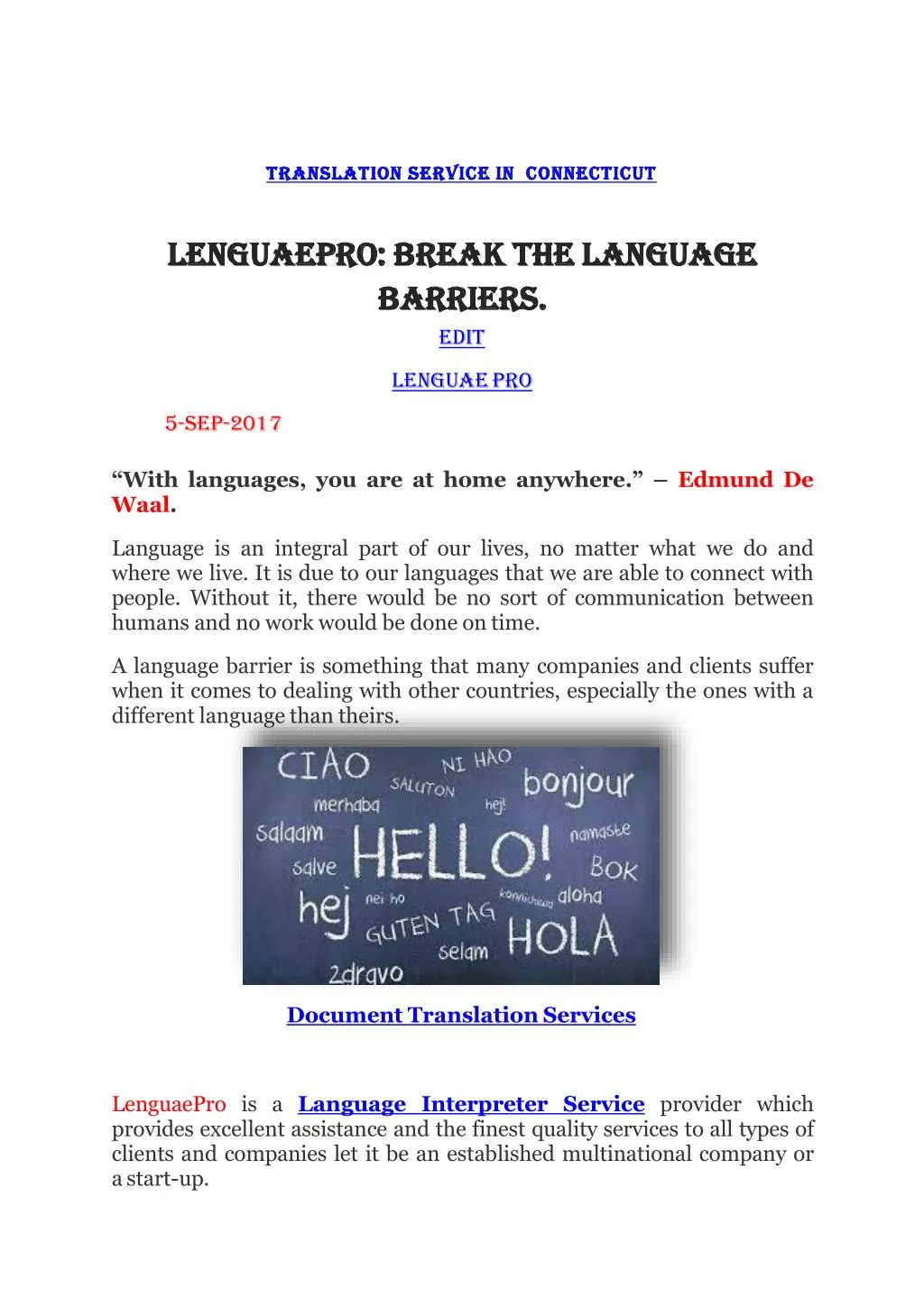 translation service in connecticut lenguaepro