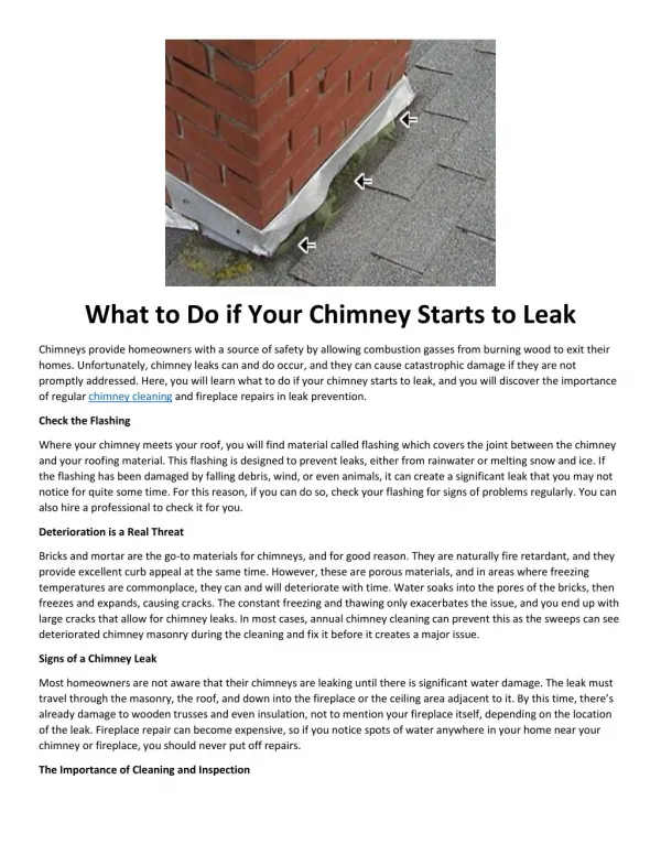 What to Do if Your Chimney Starts to Leak