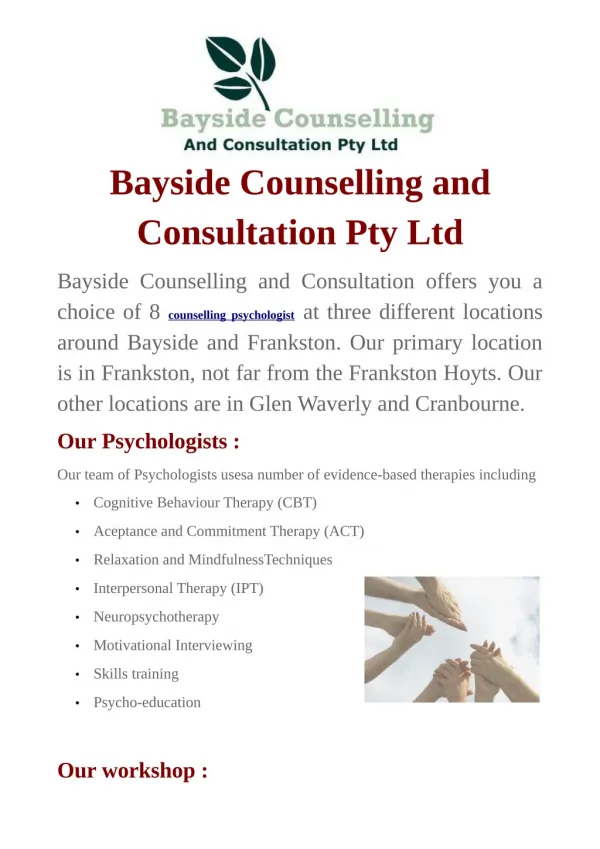 Bayside Mental Health - Bayside Counselling