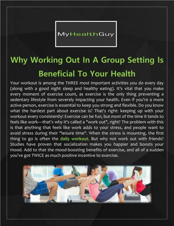 Why Working Out In A Group Setting Is Beneficial To Your Health