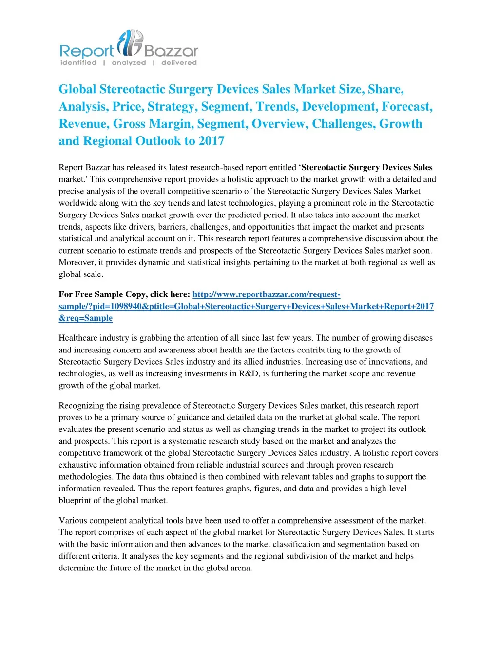 global stereotactic surgery devices sales market