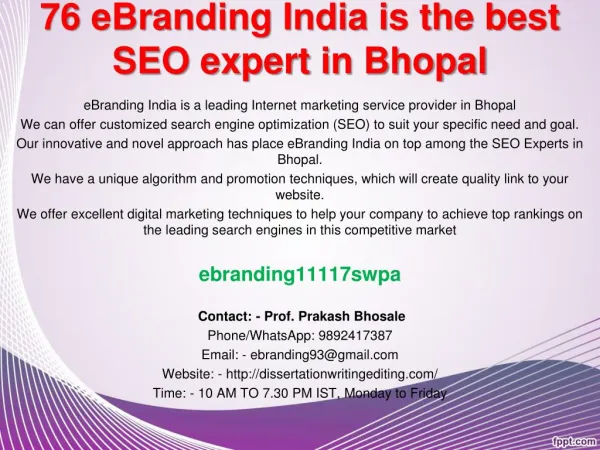 76 eBranding India is the best SEO expert in Bhopal