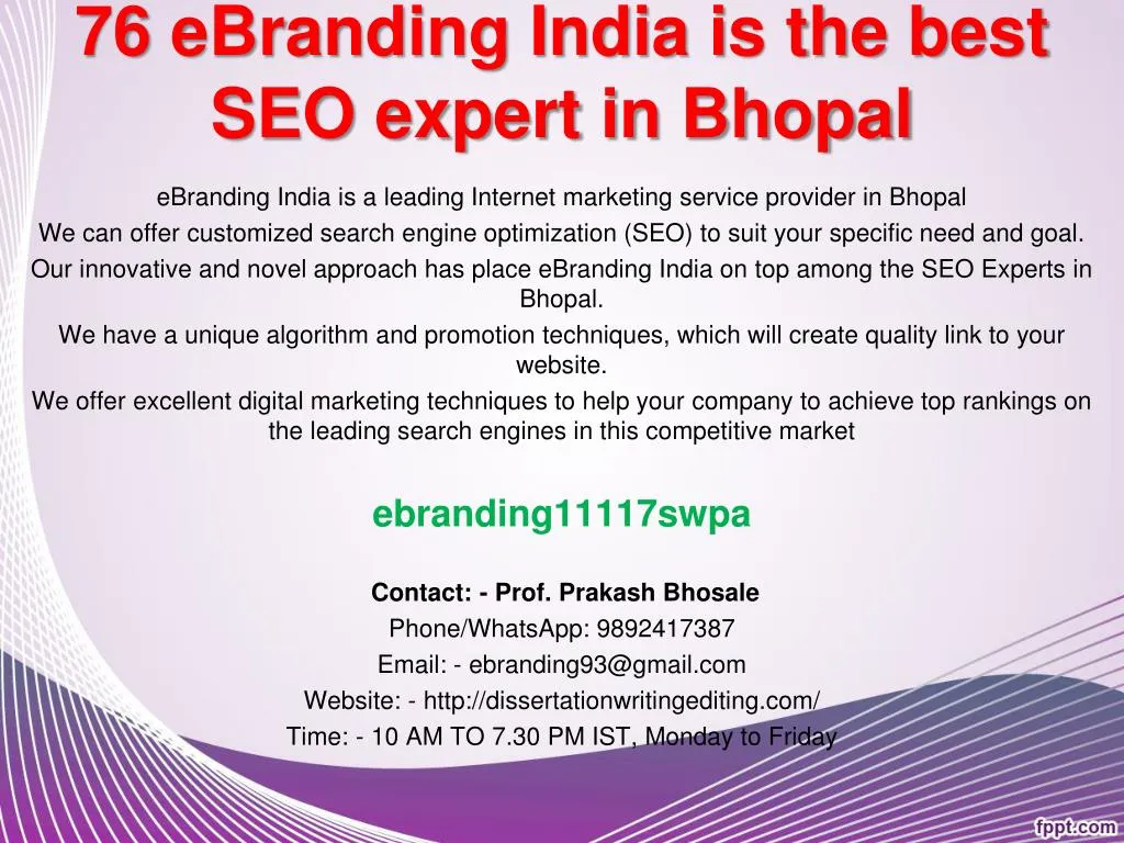76 ebranding india is the best seo expert in bhopal