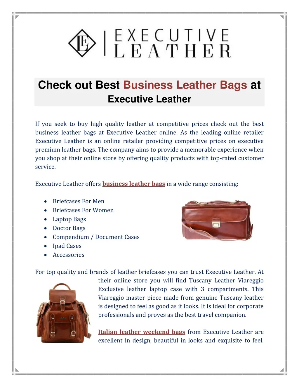 check out best business leather bags at executive