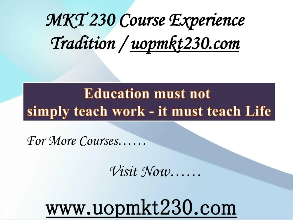 mkt 230 course experience tradition uopmkt230 com