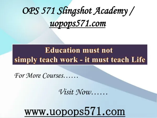OPS 571 Slingshot Academy / uopops571.com