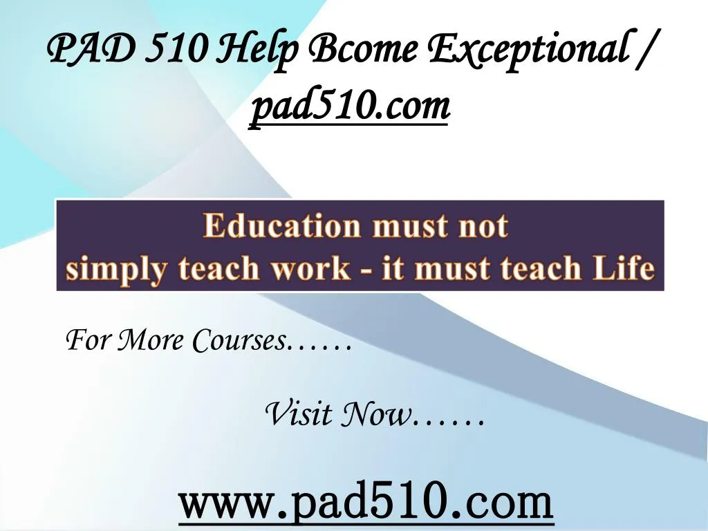 pad 510 help bcome exceptional pad510 com