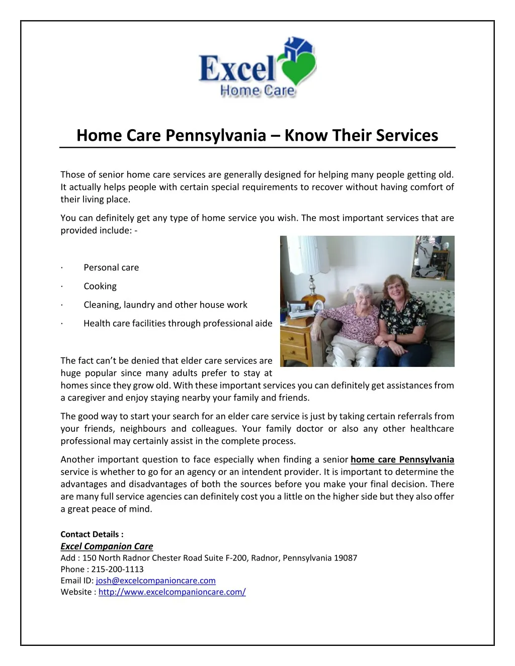home care pennsylvania know their services