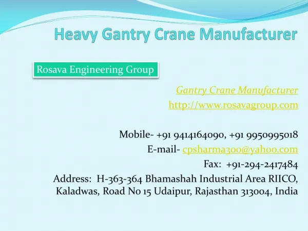Heavy Gantry Crane Manufacturer