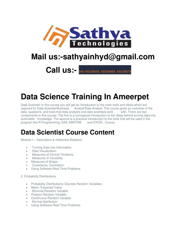 Data Science Training Institute In Hyderabad